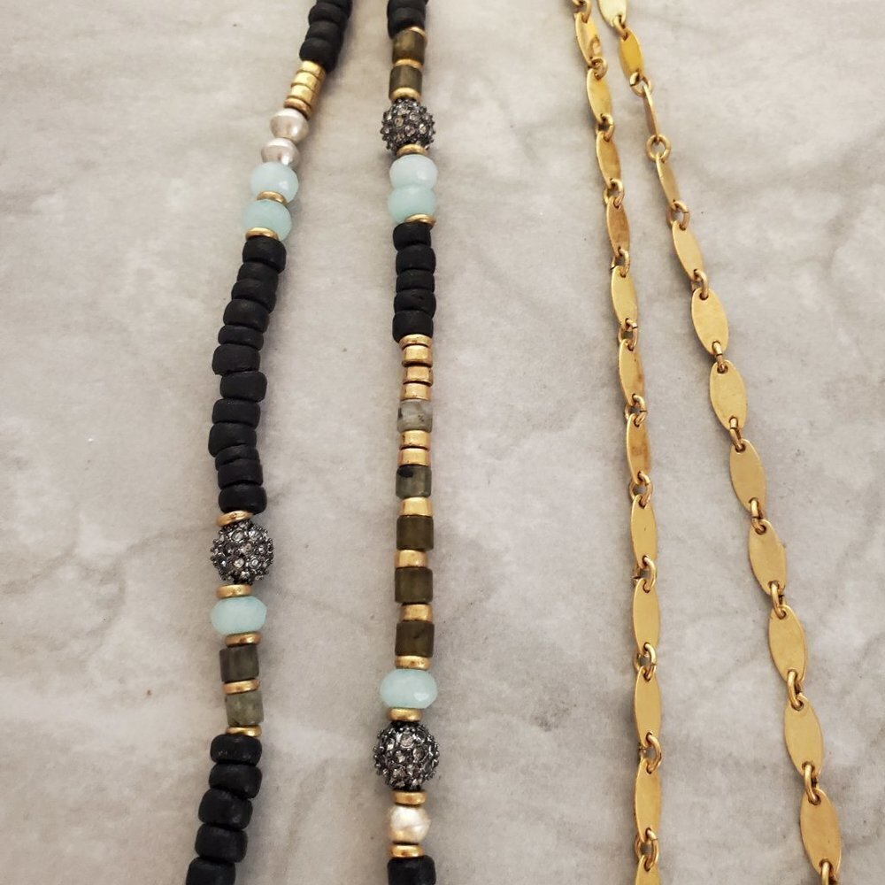 ✨ Stella and Dot Labradorite Artisan Druzy Beaded Stone Pave Rhinestone Pendant - Picture 4 of 14